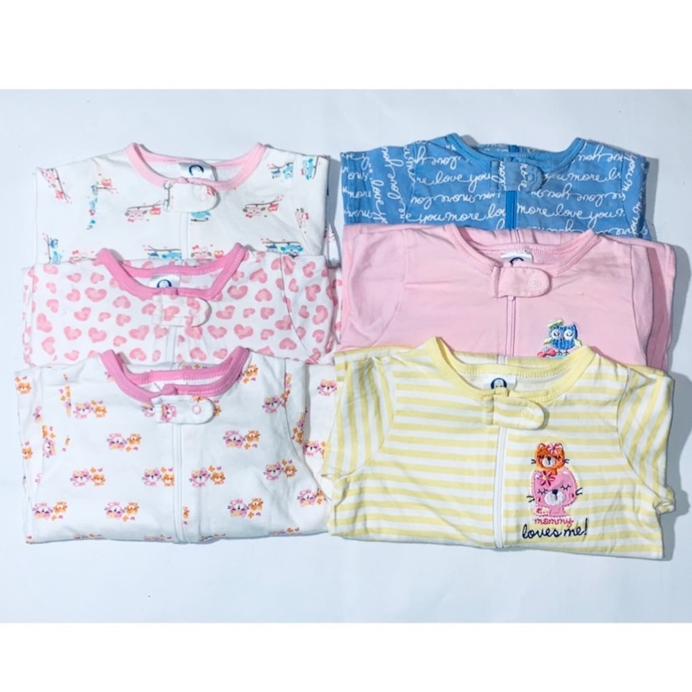 GERBER 100% Cotton Zip-Up Onesies Adorable 6-9M